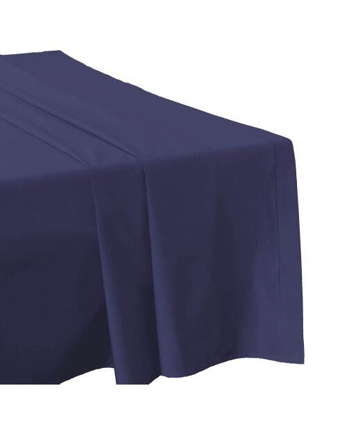 Drap plat 100% Percale de Coton bleu nuit
