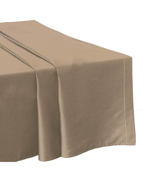 Drap plat 100% Satin de Coton ficelle