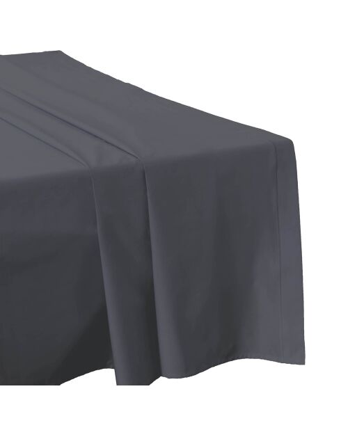 Drap plat 100% Percale de Coton gris anthracite