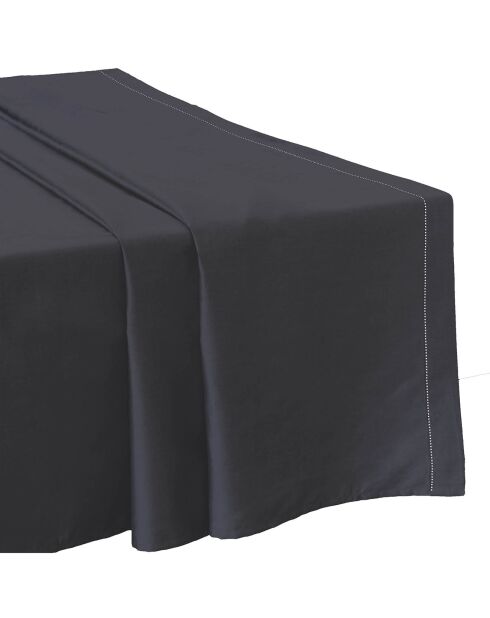 Drap plat 100% Satin de Coton gris anthracite