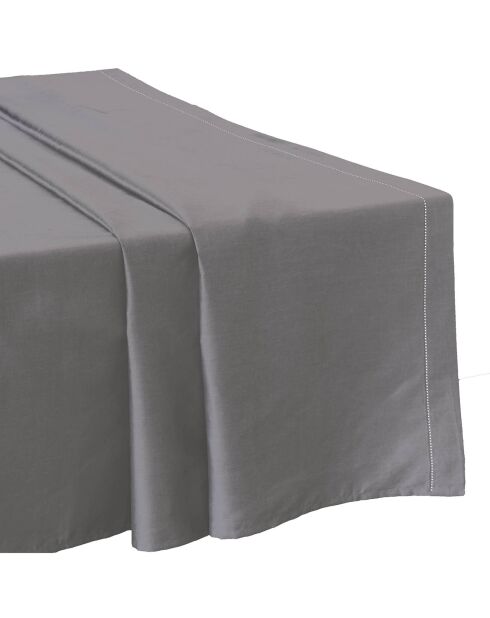 Drap plat 100% Satin de Coton gris perle