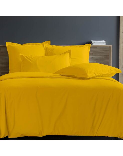 Copripiumino in raso di cotone color zafferano al 100%