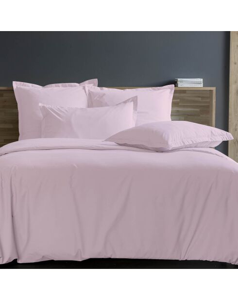 Housse de couette 100% Percale de Coton rose poudré