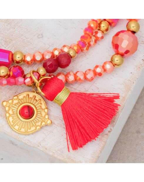 Ofelie Armband aus goldenem/korallenrotem Stahl
