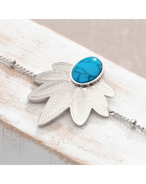 Pulsera Natulis en acero plateado y turquesa