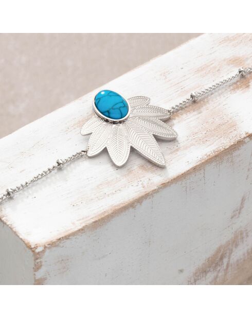 Pulsera Natulis en acero plateado y turquesa