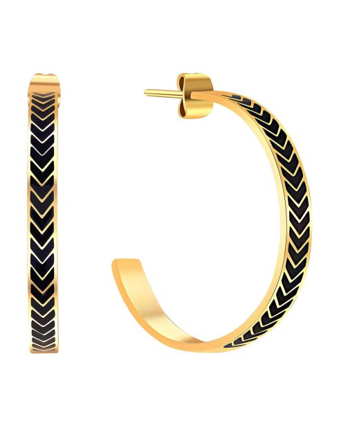 Ohrringe Liam aus goldenem und schwarzem Stahl