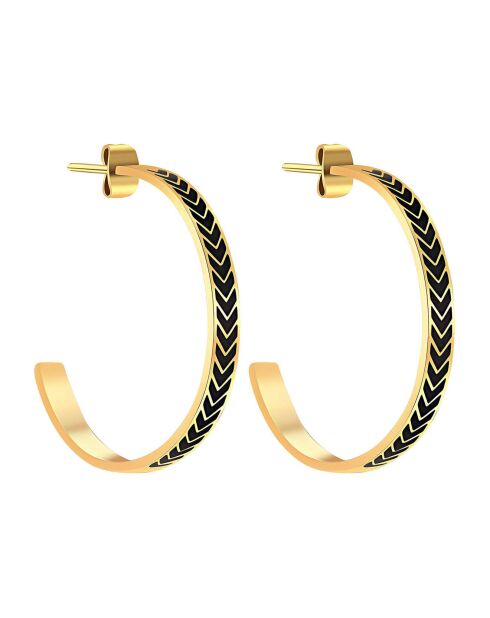 Ohrringe Liam aus goldenem und schwarzem Stahl