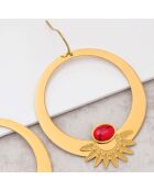 Boucles d'oreilles Ekisor en Acier doré & Jaspe rouge