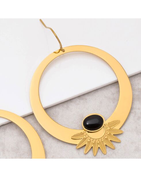 Ekisor Ohrringe aus goldenem Stahl und schwarzem Onyx