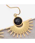 Boucles d'oreilles Ekis en Acier doré & Onyx noir