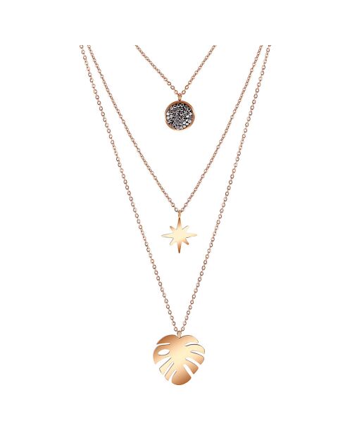 Sautoir Lugsby en Acier doré rose