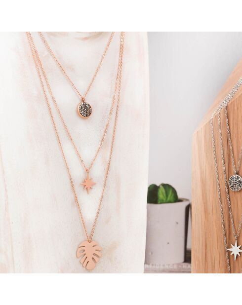 Sautoir Lugsby en Acier doré rose