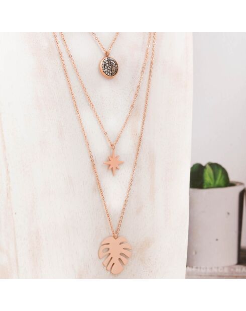 Sautoir Lugsby en Acier doré rose