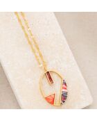 Collier Calypso en Acier doré/rouge corail
