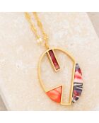 Collier Calypso en Acier doré/rouge corail