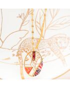Collier Calypso en Acier doré/rouge corail