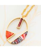Collier Calypso en Acier doré/rouge corail