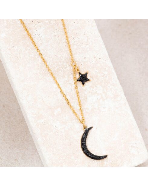 Collier Starmoon en Acier doré/noir