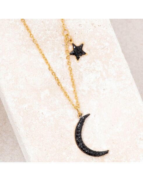 Collier Starmoon en Acier doré/noir