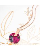 Halskette aus rosa/roségoldenem Stahl mit einem Stück Stein
