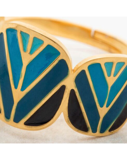 Bague ajustable Dalis en Acier doré/bleu