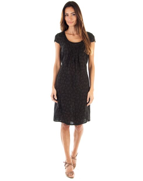 Robe 100% Lin Paris L fleurie noire