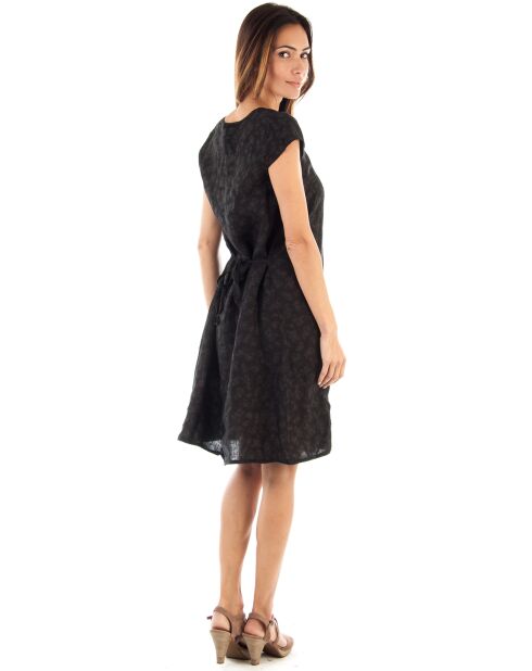 Robe 100% Lin Paris L fleurie noire