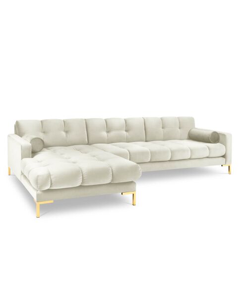 Canapé d'angle Gauche Velours Bali beige clair - 293x185x78cm