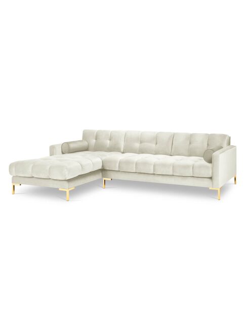 Canapé d'angle Gauche Velours Bali beige clair - 293x185x78cm