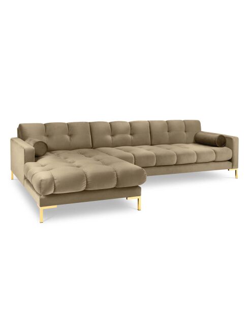 Canapé d'angle Gauche Velours Bali beige - 293x185x78cm