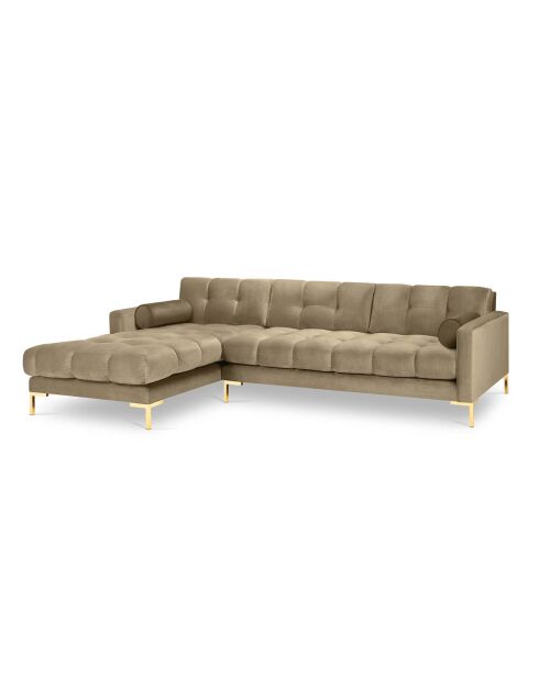 Canapé d'angle Gauche Velours Bali beige - 293x185x78cm