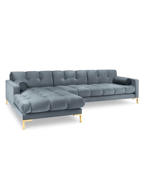 Canapé d'angle Gauche Velours Bali bleu - 293x185x78cm