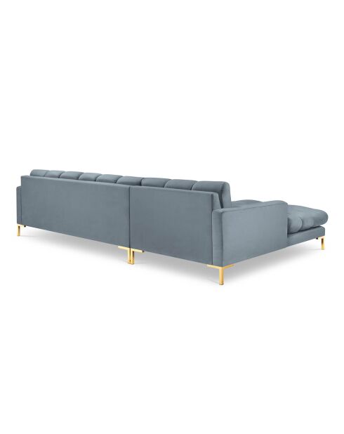 Canapé d'angle Gauche Velours Bali bleu - 293x185x78cm
