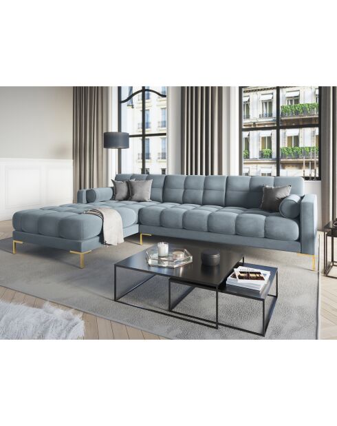 Canapé d'angle Gauche Velours Bali bleu - 293x185x78cm