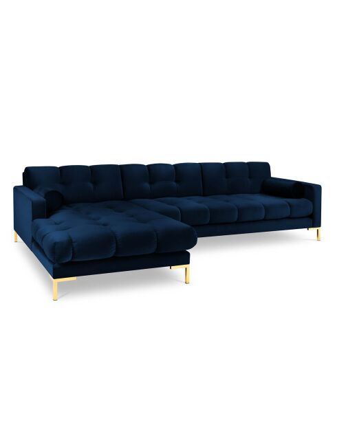 Canapé d'angle Gauche Velours Bali bleu roi - 293x185x78cm