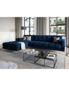 Canapé d'angle Gauche Velours Bali bleu roi - 293x185x78cm