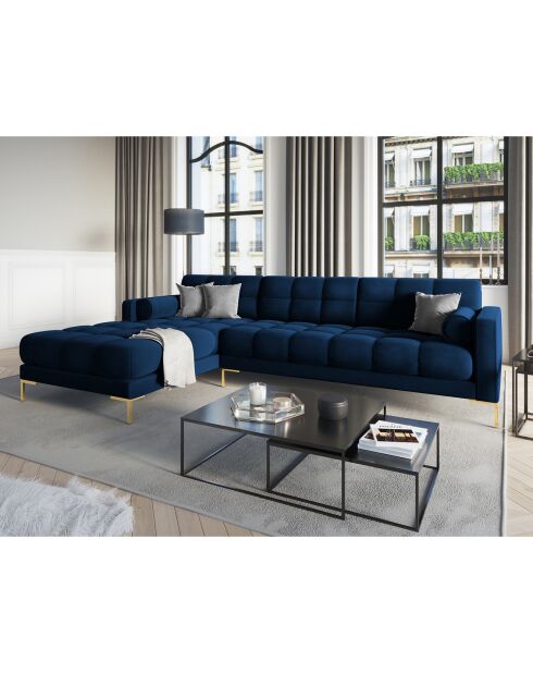 Canapé d'angle Gauche Velours Bali bleu roi - 293x185x78cm
