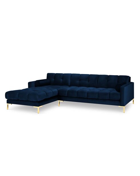 Canapé d'angle Gauche Velours Bali bleu roi - 293x185x78cm