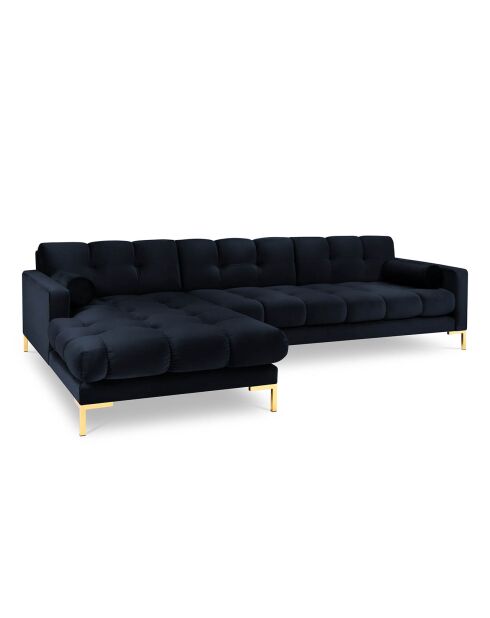 Canapé d'angle Gauche Velours Bali bleu foncé - 293x185x78cm