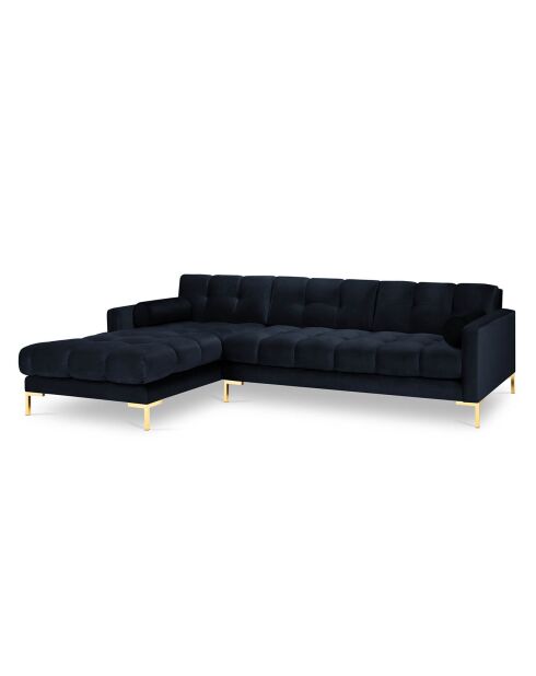 Canapé d'angle Gauche Velours Bali bleu foncé - 293x185x78cm