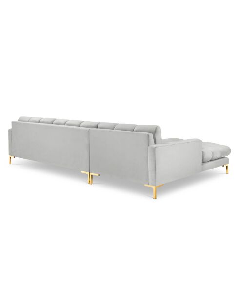 Canapé d'angle Gauche Velours Bali argenté - 293x185x78cm