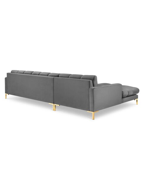 Canapé d'angle Gauche Velours Bali gris - 293x185x78cm