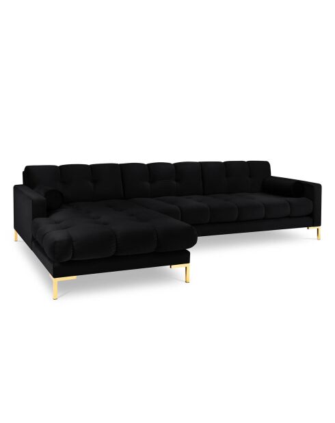 Canapé d'angle Gauche Velours Bali noir - 293x185x78cm