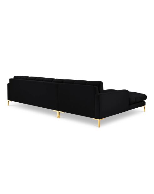 Canapé d'angle Gauche Velours Bali noir - 293x185x78cm