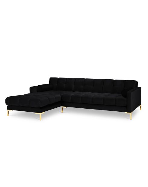 Canapé d'angle Gauche Velours Bali noir - 293x185x78cm