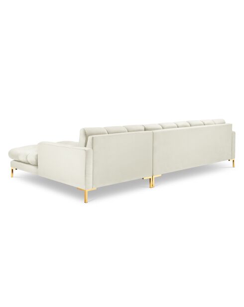 Canapé d'angle Droit Velours Bali beige clair - 293x185x78cm