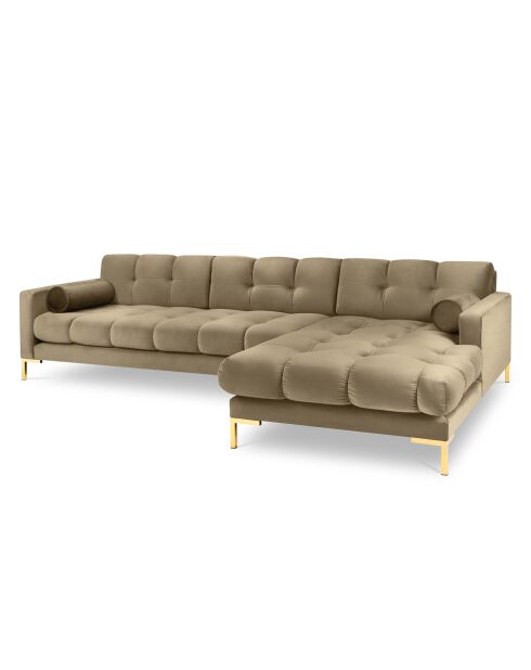 Canapé d'angle Droit Velours Bali beige - 293x185x78cm