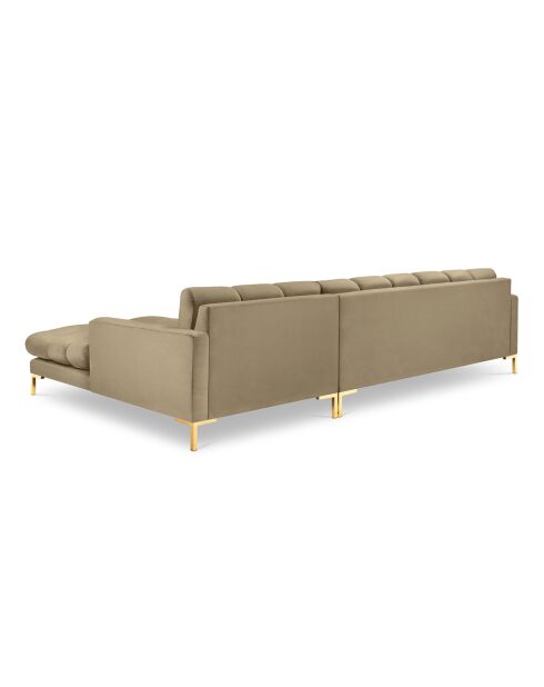 Canapé d'angle Droit Velours Bali beige - 293x185x78cm