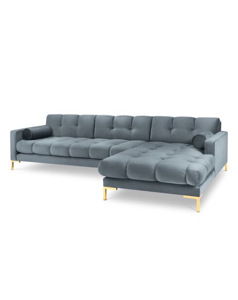 Canapé d'angle Droit Velours Bali bleu - 293x185x78cm